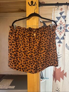 SHEIN Brown Leopard Print Paperbag Waist Shorts